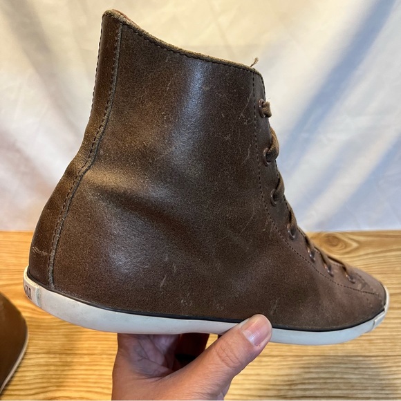 Converse Chuck Taylor All Star Hi Tops Brown Leather Size 10 - Picture 8 of 12